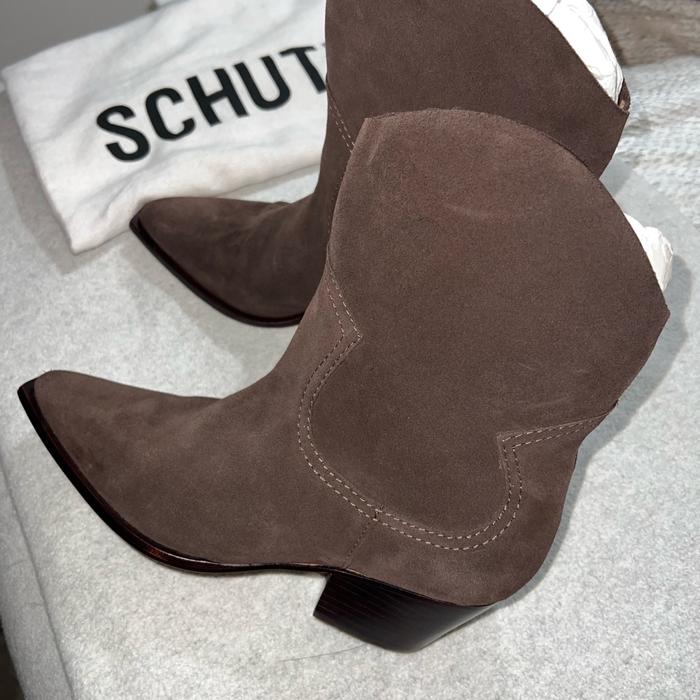Schutz Tessie Mid Heel Cow Suede Bootie